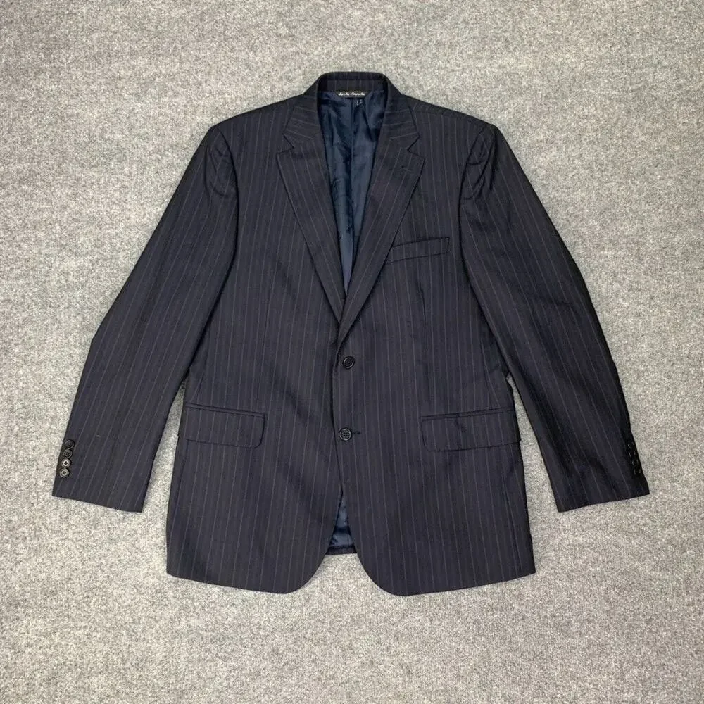 Ermenegildo Zegna Blazer Mens 42 Indigo Pinstripe 5362 Classic Saks Fifth Avenue
